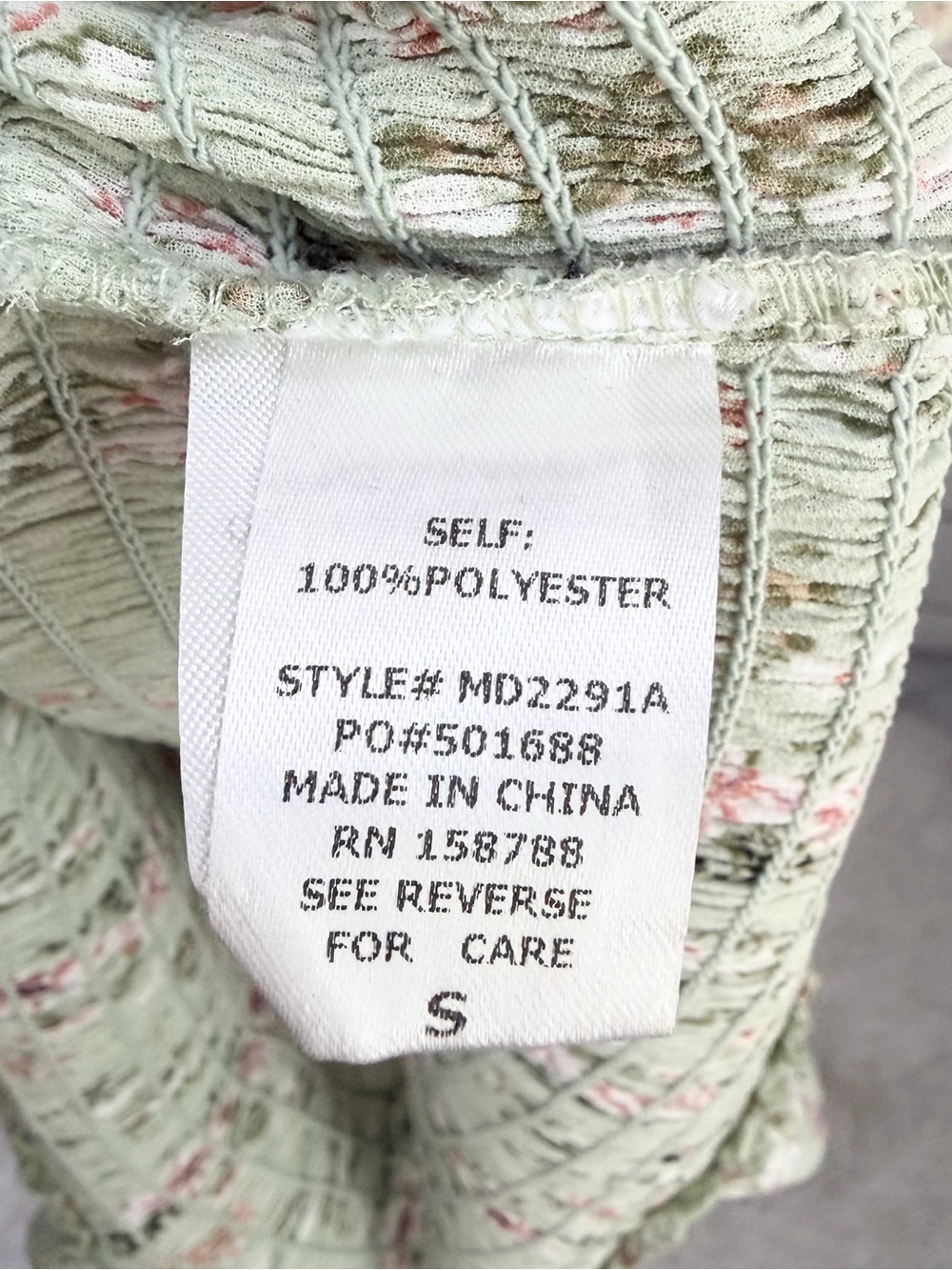 MABLE Light Green Pink Floral Print Smocked Midi Stretchy Tube Dress Size Small - Picture 9 of 11